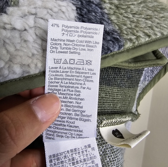 Madewell (Re)sourced Sherpa Popover Tunic Jacket in Plaid Olive Surplus Size S - Picture 13 of 16